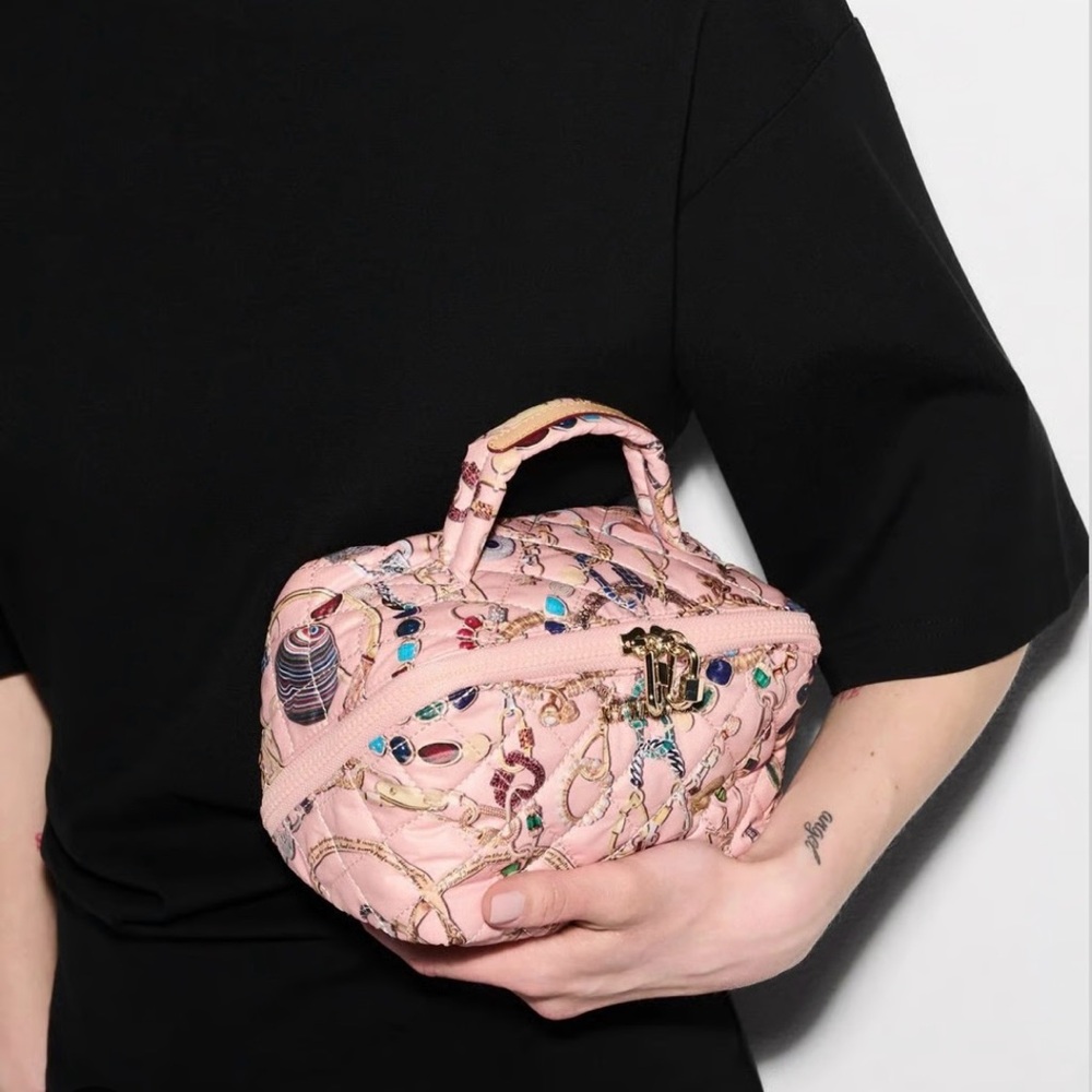 MZ Wallace x Marla Aaron Pink Lock Print Accordion Jewelry Case Bag